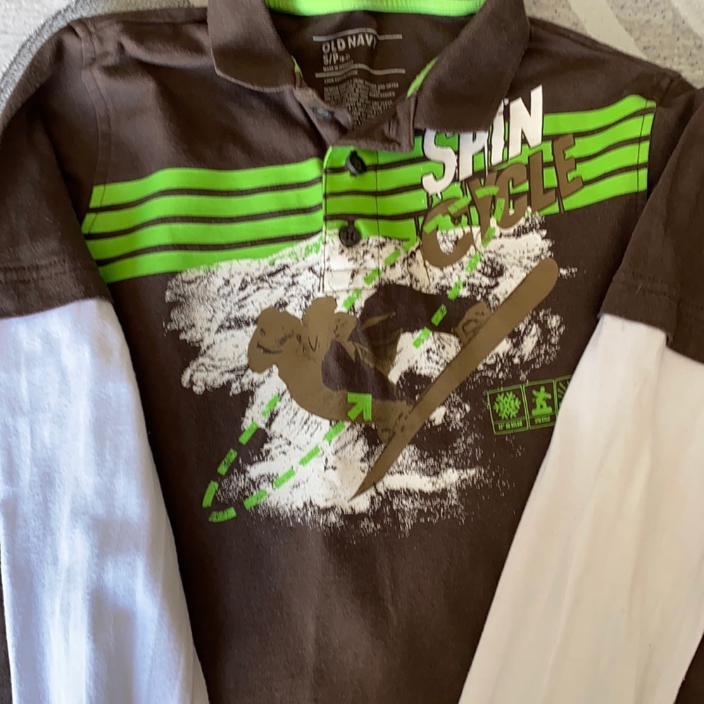 Graphic long sleeve polo